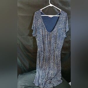 GAP Navy and White Patterned Midi Dress